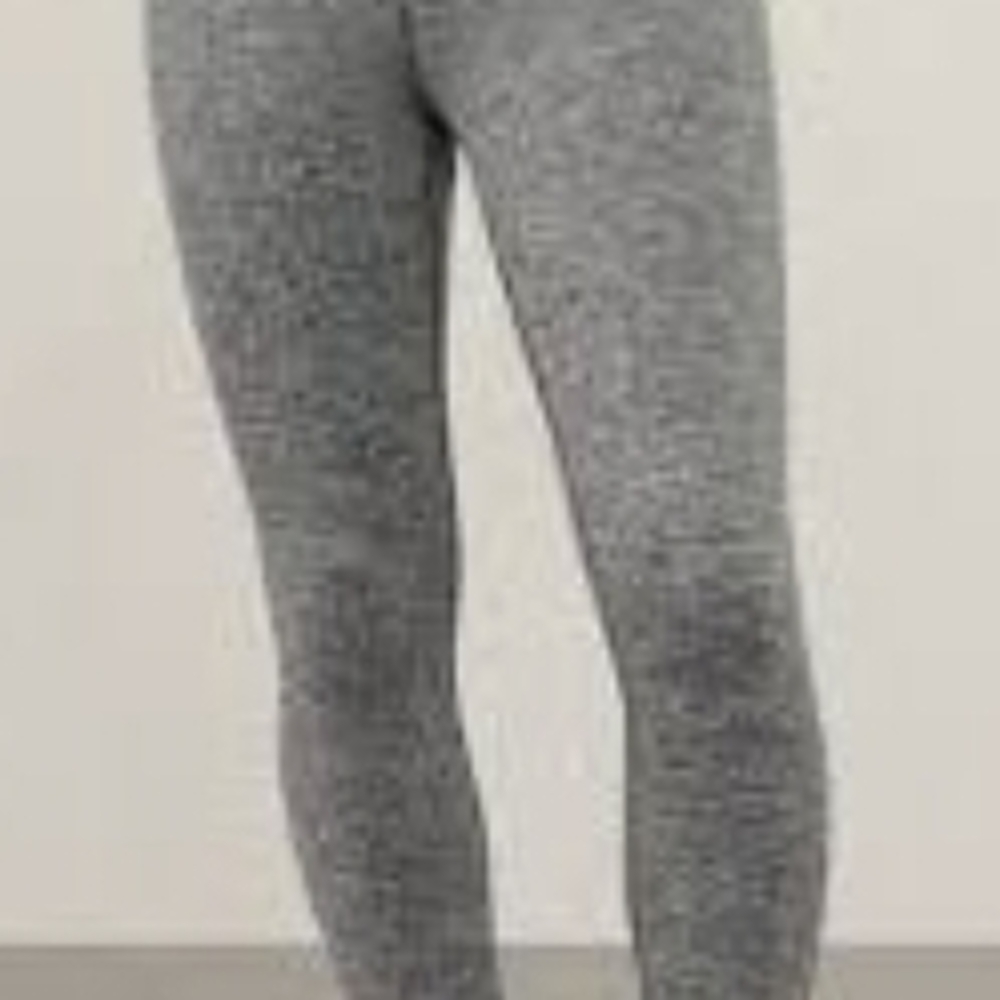 Heather Gray Full-Length Leggings with Stretchy Knit Fabric